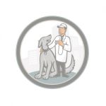Veterinarian Vet With Pet Dog Cartoon Stock Photo
