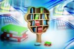 Tree Of Knowledge. Bookshelf Stock Photo