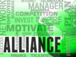 Alliance Words Represents Partner Teamwork And Network Stock Photo