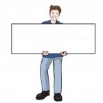 Man Holding Blank Board -  Illustration Stock Photo