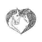 Unicorn And Maiden Heart Drawing Stock Photo