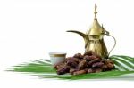 Arabic Coffee With Fresh Dates Stock Photo