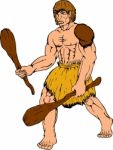 Cartoon Caveman Holding Club Stock Photo