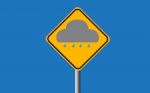 Cloud And Rain In Traffic Sign Stock Photo