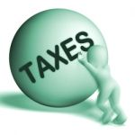 Taxes Uphill Sphere Means Tax Hard Work Stock Photo