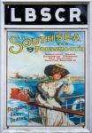 Old Railway Poster Advertising Southsea And Portsmouth At Sheffi Stock Photo