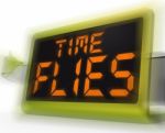 Time Flies Digital Clock Means Busy And Goes By Quickly Stock Photo