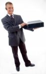 Businessman Holding Briefcase Stock Photo