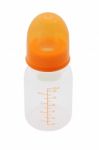 Upper Side Baby Milk Bottle With Cover On White Background Stock Photo