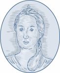 18th Century Russian Empress Bust Oval Drawing Stock Photo