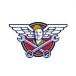 Crew Chief Crossed Wrench Army Wings Icon Stock Photo