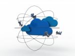 3d Illustration Space Satellite Orbit With Cloud Stock Photo