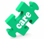 Care Puzzle Means Healthcare Careful Or Caring Stock Photo