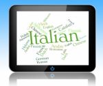 Italian Language Shows Lingo Translate And International Stock Photo