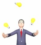 Lightbulbs Character Represents Power Source And Agility 3d Rend Stock Photo