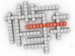 3d Christianity, Religion Of Bible. Word Cloud Sign Stock Photo