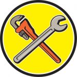 Spanner Monkey Wrench Crossed Circle Cartoon Stock Photo