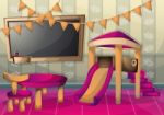 Cartoon  Illustration Interior Kid Room With Separated Layers Stock Photo