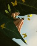 3d Rendering Of A Happy Fairy Sitting On A Big Green Leaf Stock Photo
