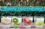 Healthy Food Everyday Quote Design Poster Stock Photo