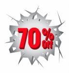 Sale 70% Percent On Hole Cracked White Wall Stock Photo