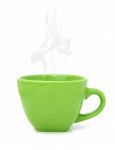 Green Cup With Hot Drink On White Background Stock Photo