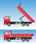 Side View Of Big Dump Truck Stock Photo