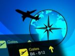 World Travel Indicates Global Plane And Globalize Stock Photo