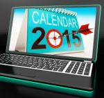 Calendar 2015 On Laptop Shows Annual Planning Stock Photo