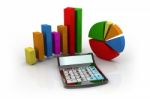 Calculator And Graphs Representing A Business Financial Performance Stock Photo