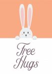 White Rabbit With Free Hugs Sign Stock Photo