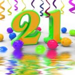 Number Twenty One Party Displays Colourful Balloons Garlands And Stock Photo