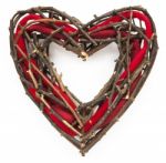 Heart-shaped Christmas Or St. Valentine Wicker Wreath Stock Photo