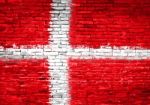 Denmark Flag Painted On Wall Stock Photo