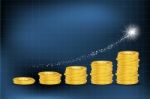 Business Graph With Dollar Coins Stock Photo