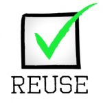Reuse Tick Indicates Eco Friendly And Check Stock Photo