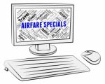 Airfare Specials Means Clearance Promo And Airplane Stock Photo