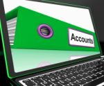 Accounts File On Laptop Shows Accounting Stock Photo