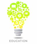 Education Lightbulb Indicates Learn Tutoring And Glowing Stock Photo