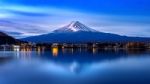 Fuji Mountain And Kawaguchiko Lake In Morning, Autumn Seasons Fuji Mountain At Yamanachi In Japan Stock Photo