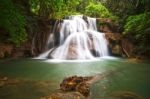 Huai Mae Khamin Waterfall. The Most Popular Places In Kanchanaburi Province, Thailand Stock Photo