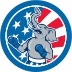 Republican Elephant Boxer Mascot Circle Cartoon Stock Photo