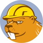 Beaver Construction Worker Circle Cartoon Stock Photo