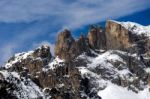 Mountains In The Valley Di Fassa Stock Photo