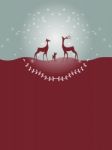 Christmas Card With Deer Family Stock Photo