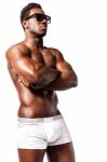 Muscular African Man Posing With Confidence Stock Photo