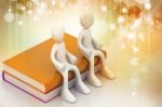 3d People Sitting On The Books Stock Photo