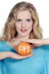 Woman With Citrus Fruit Stock Photo