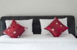 Pillows On A Bed Stock Photo