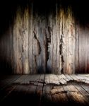 Empty Room With Broken Wooden Floor Stock Photo